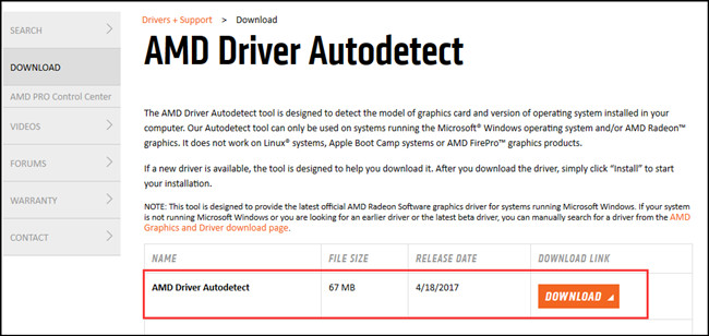 amd driver download auto detect